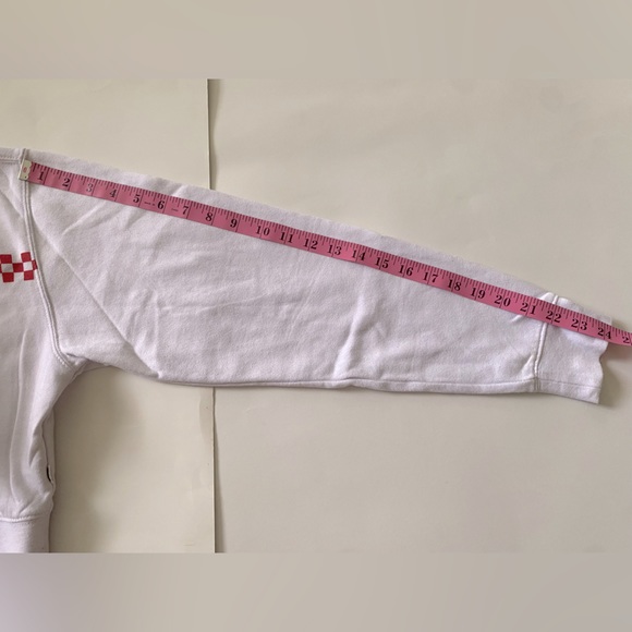 Vans Cropped Red Checker Logo Hoodie White Size S - Picture 9 of 12